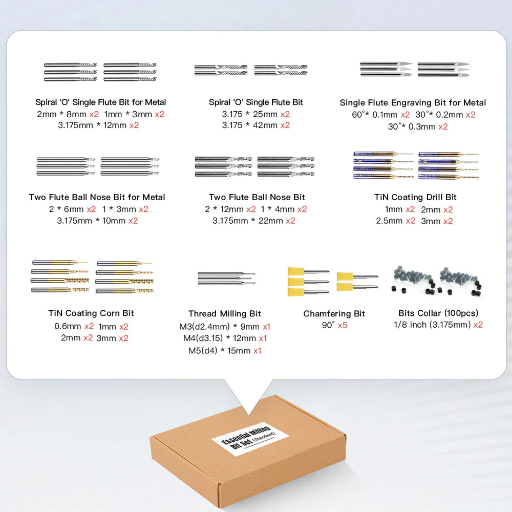 Jeu d'embouts de fraisage essentiels