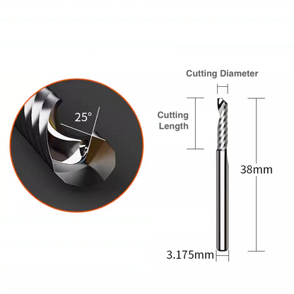 Spiral 'O' Single Flute Bit for Metal - 1/8″ Shank - Makera