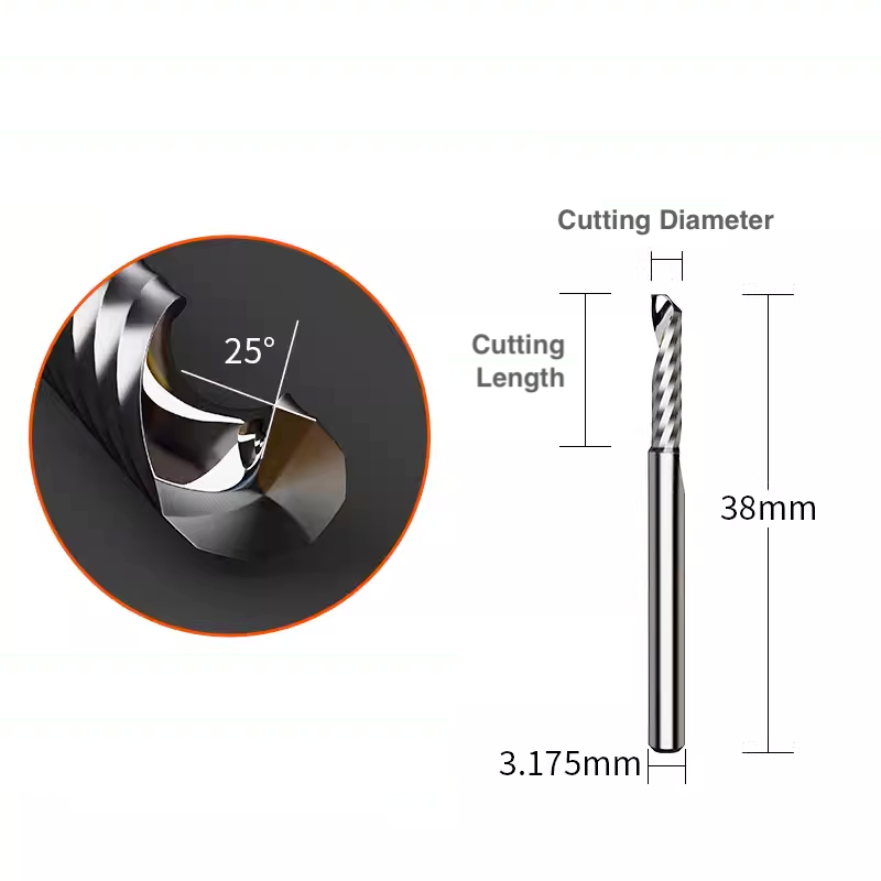 Spiral 'O' Single Flute Bit for Metal - 1/8″ Shank - Makera