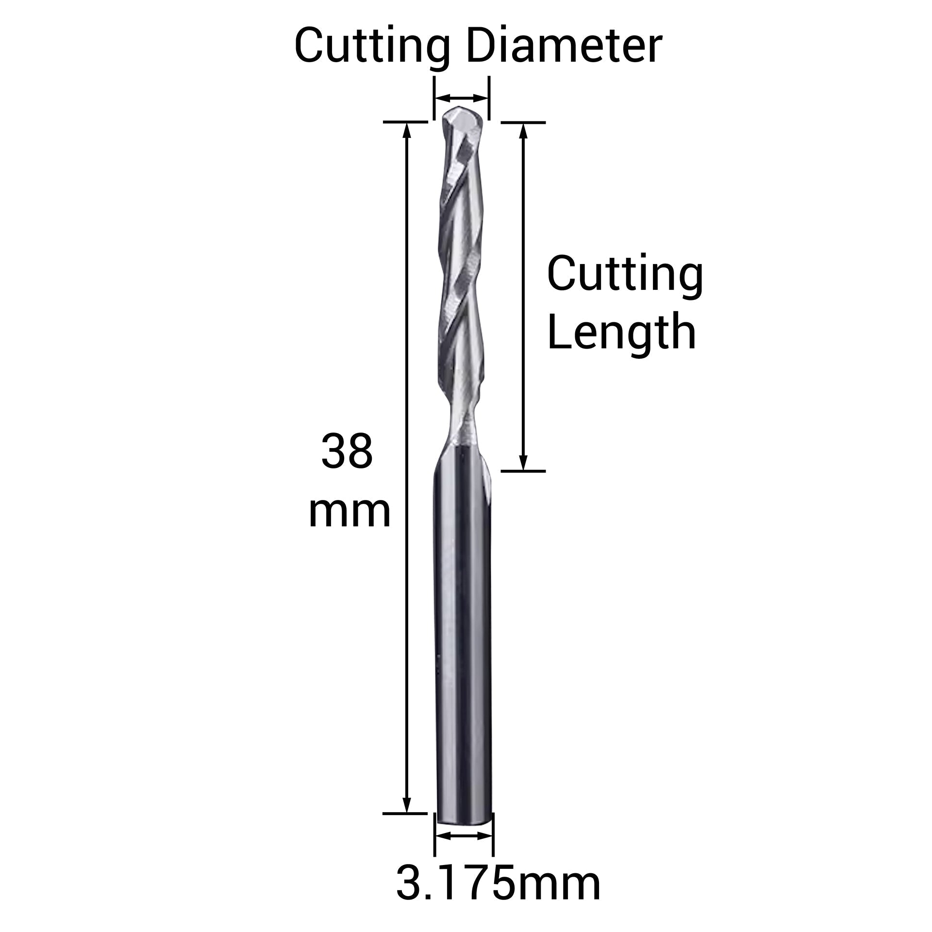 Two Flute Ball Nose Bit - 1/8″ Shank - Makera
