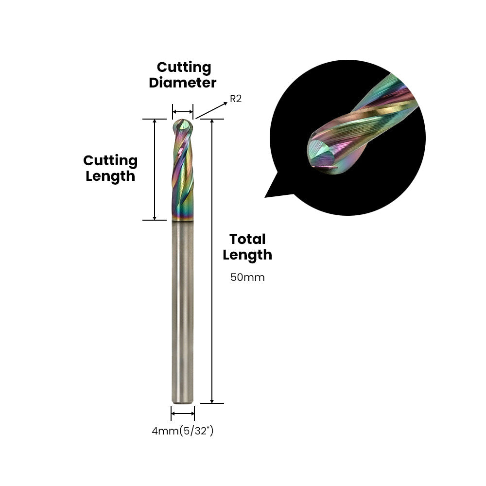 Punta a doppio taglio con punta sferica per metallo - Attacco da 4 mm (5/32″)