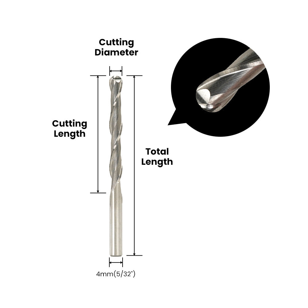Punta a sfere a due scanalature - Attacco da 4 mm (5/32